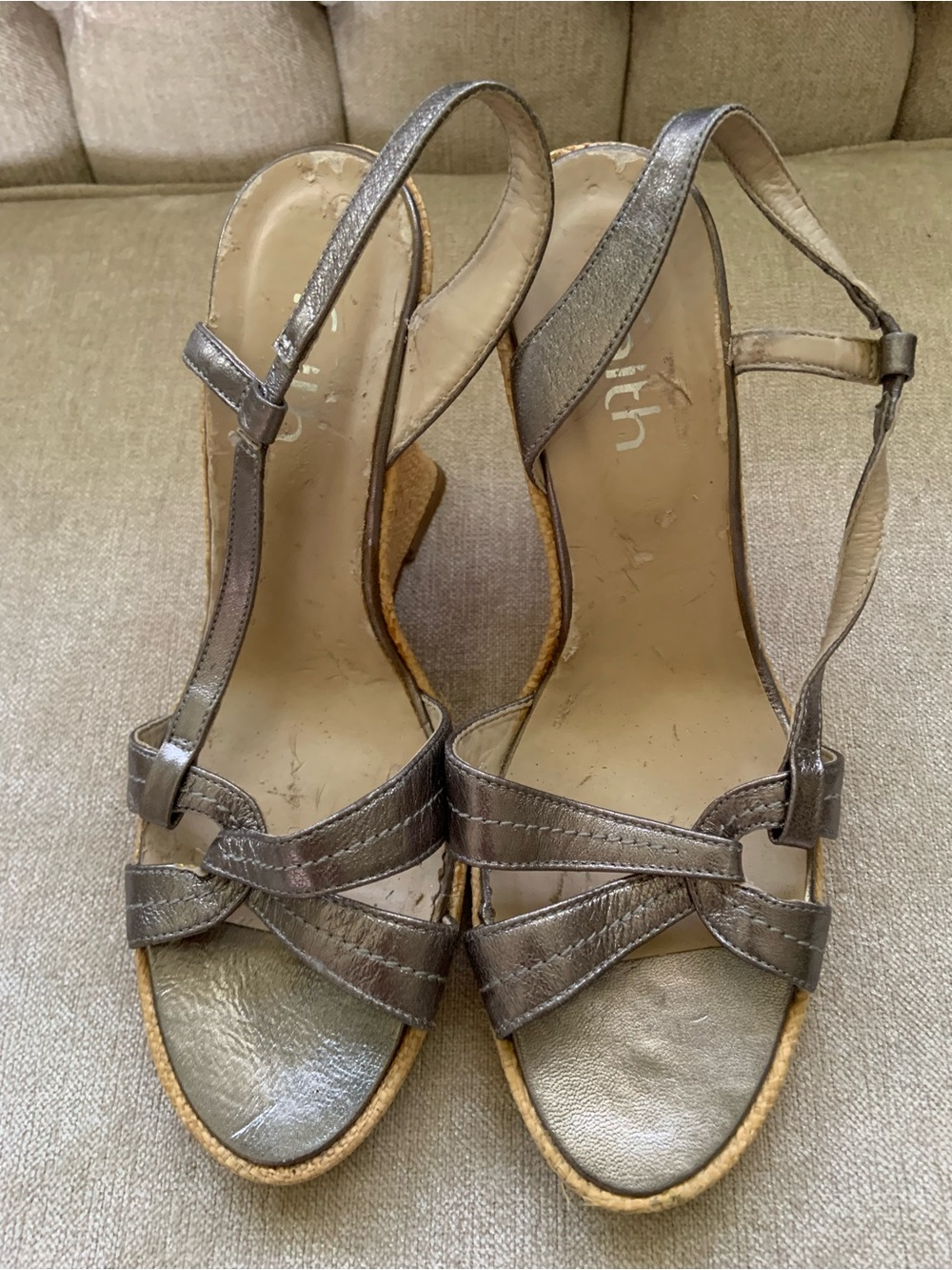Metallic Silver Slingback Knot-Front Heels